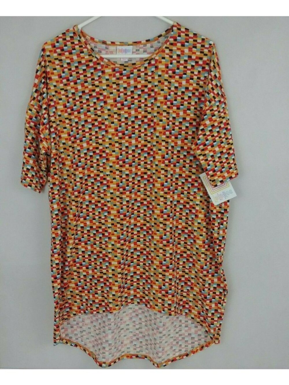 NWT LuLaRoe Oversized T-Shirt Multi-Color Rectangles Design Size Small